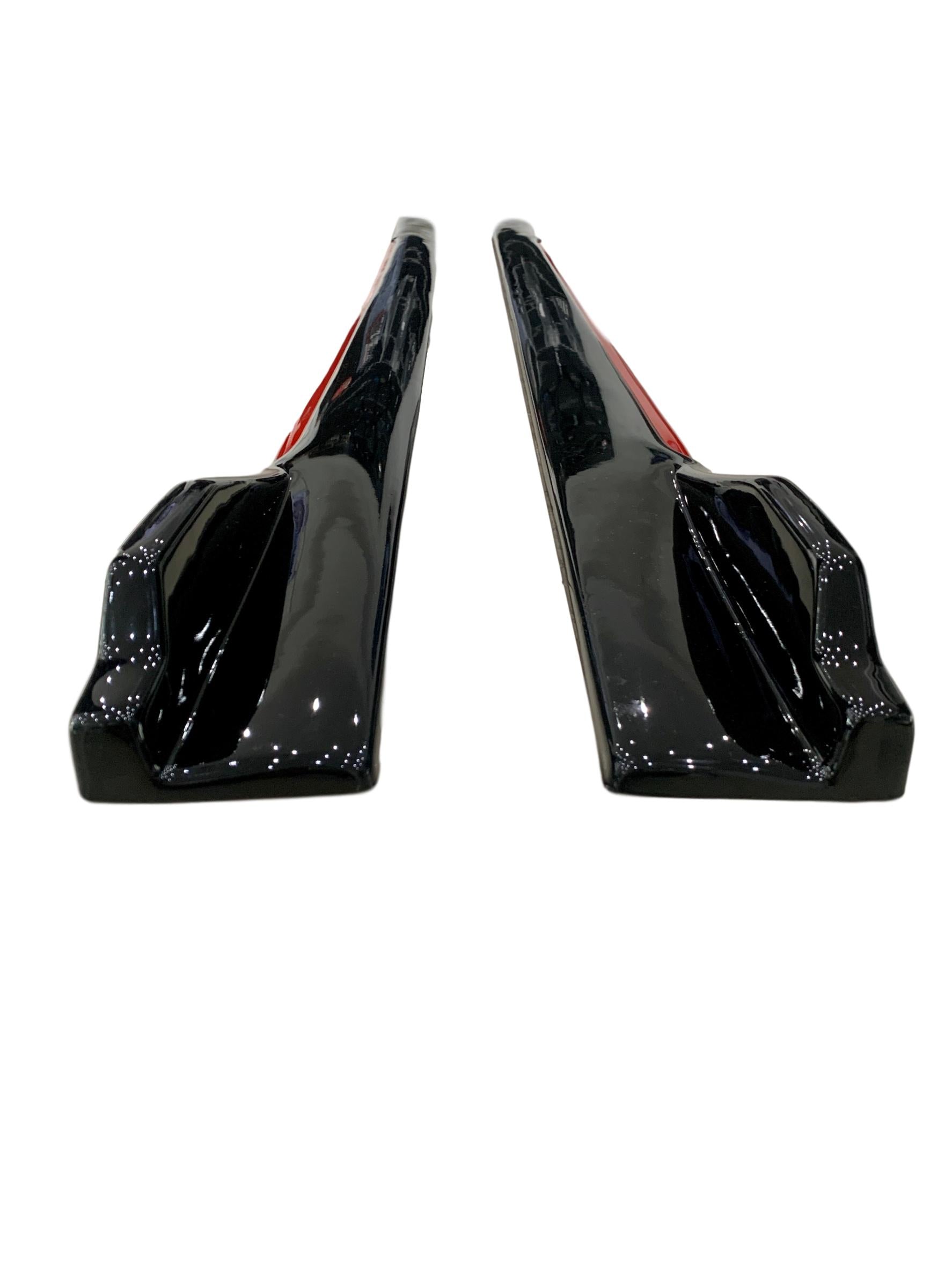 Gloss Black Universal Side Skirt With Red Trim