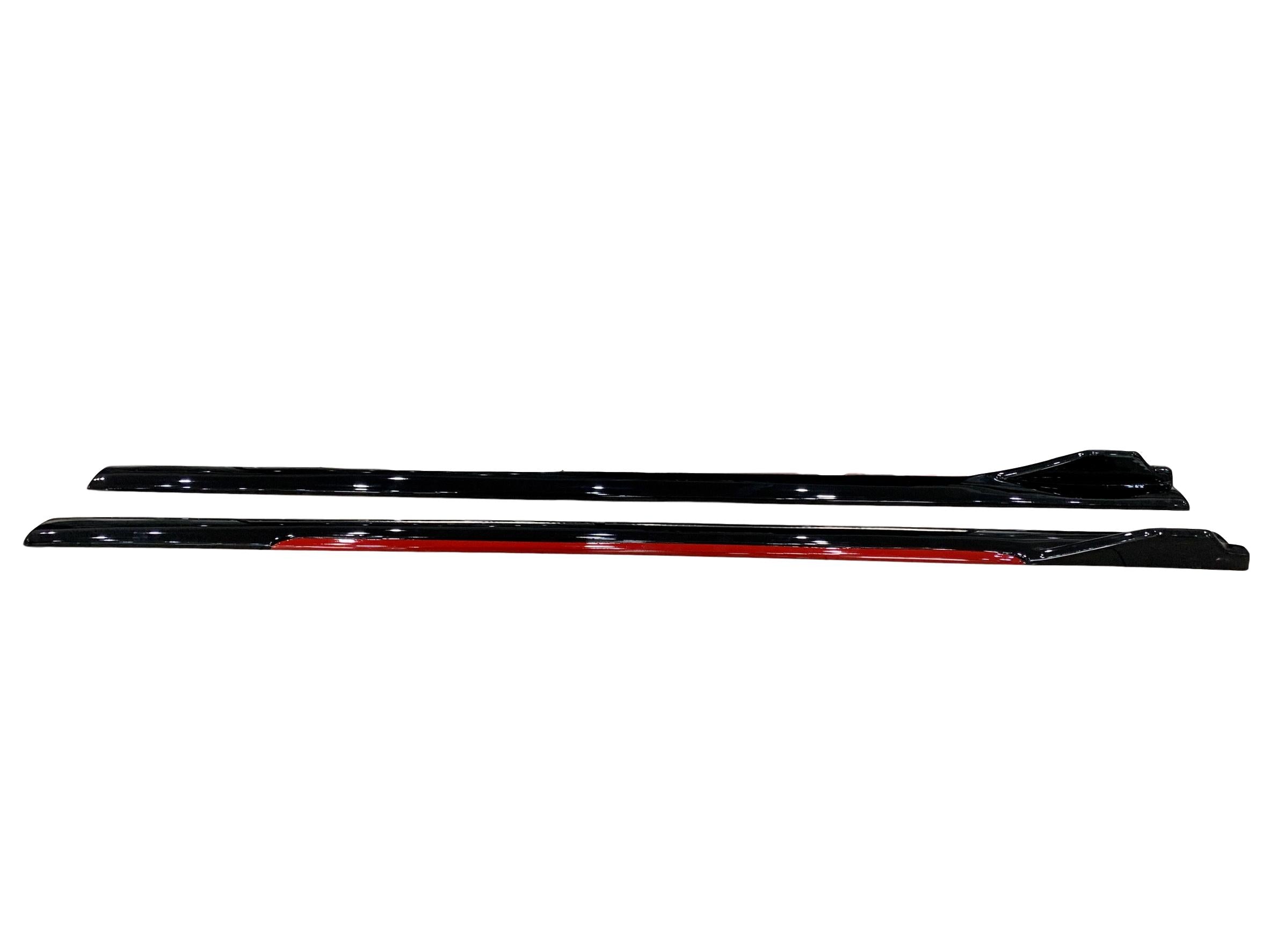 Gloss Black Universal Side Skirt With Red Trim